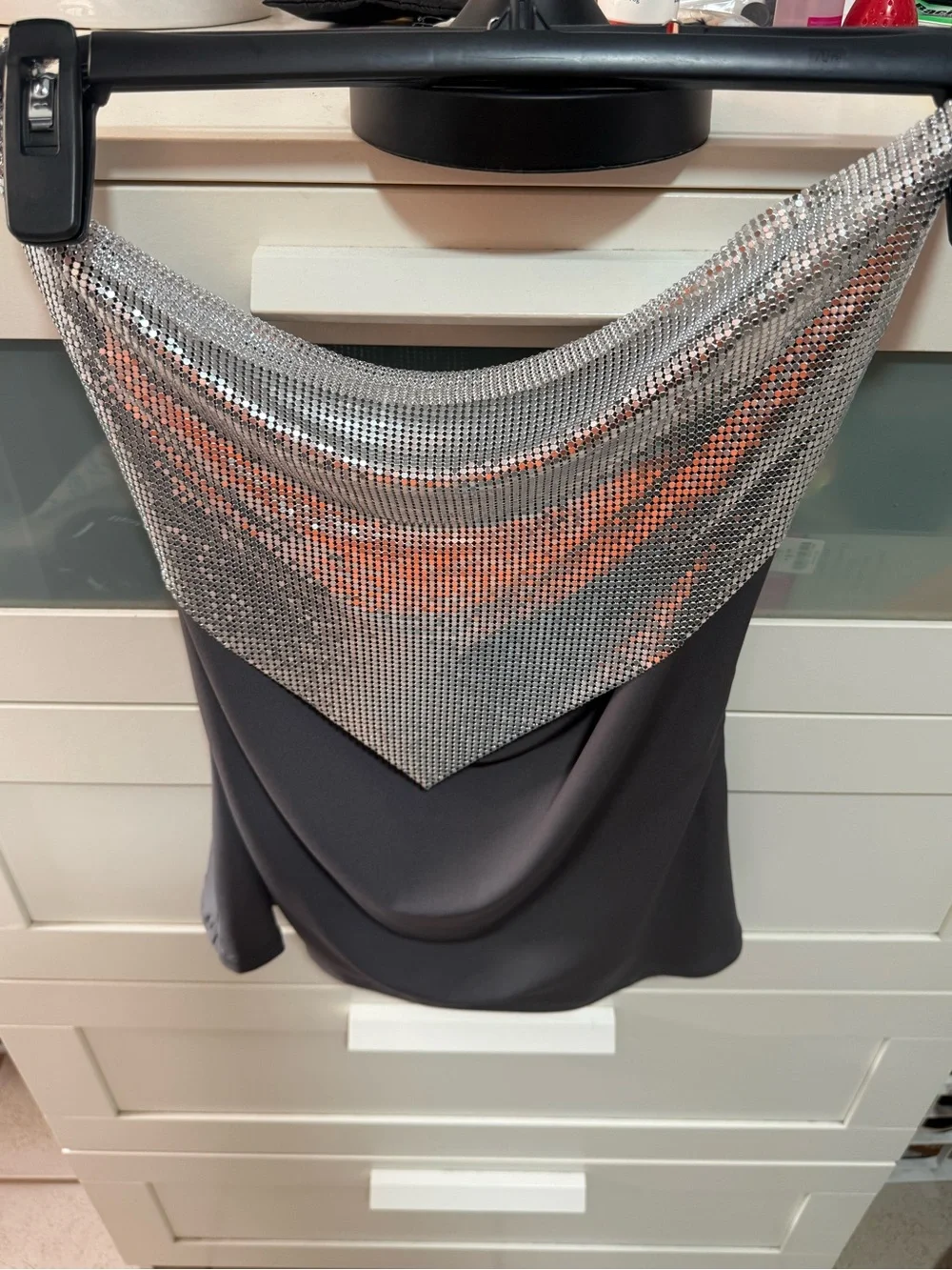 ZARA Draped Mesh Combination Top